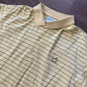 VTG Augusta Masters Golf Shop Yellow Striped Polo Shirt Men's Sz XL STAIN